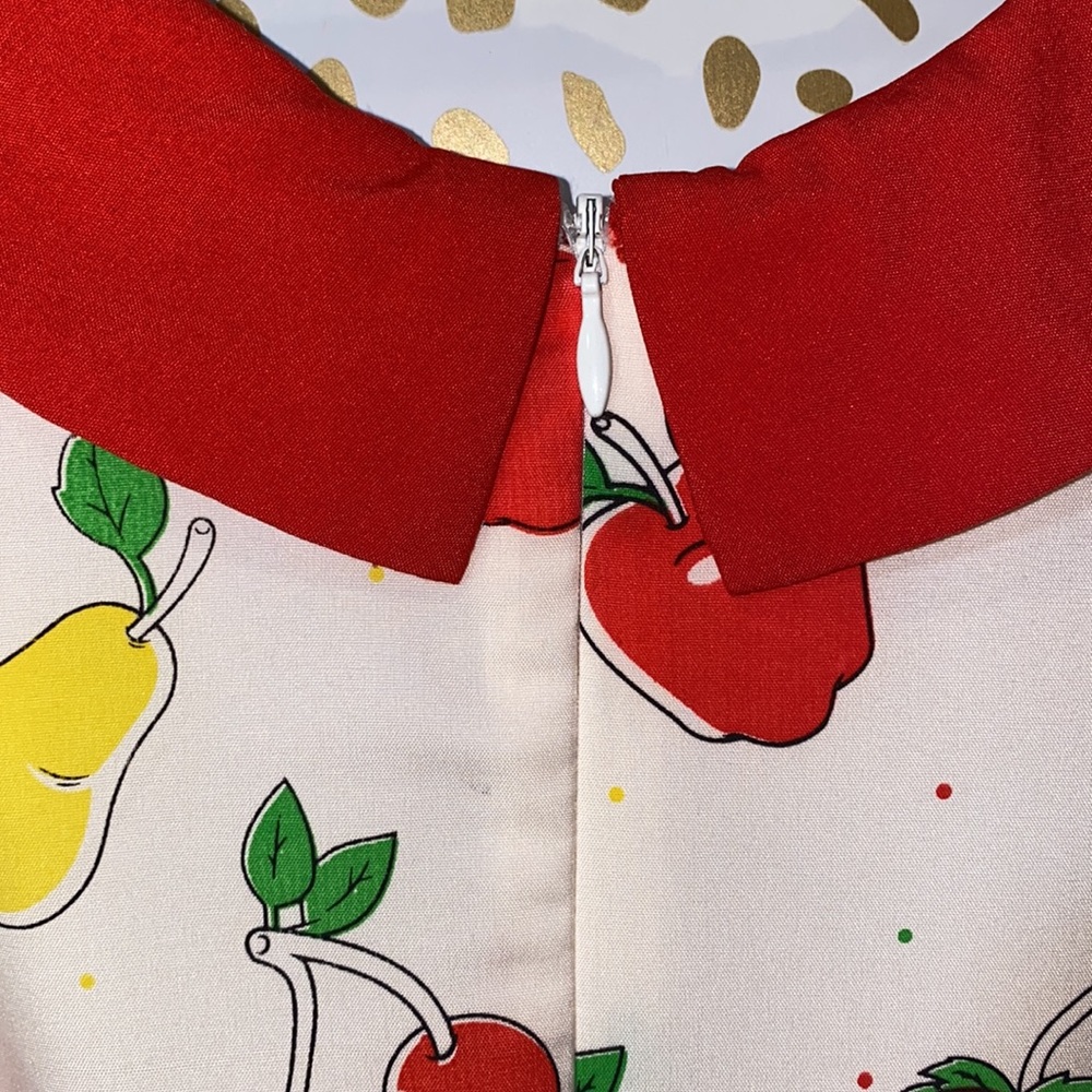 Sourpuss White Dress with Red Accents and Fruit Print - Picture 7 of 11